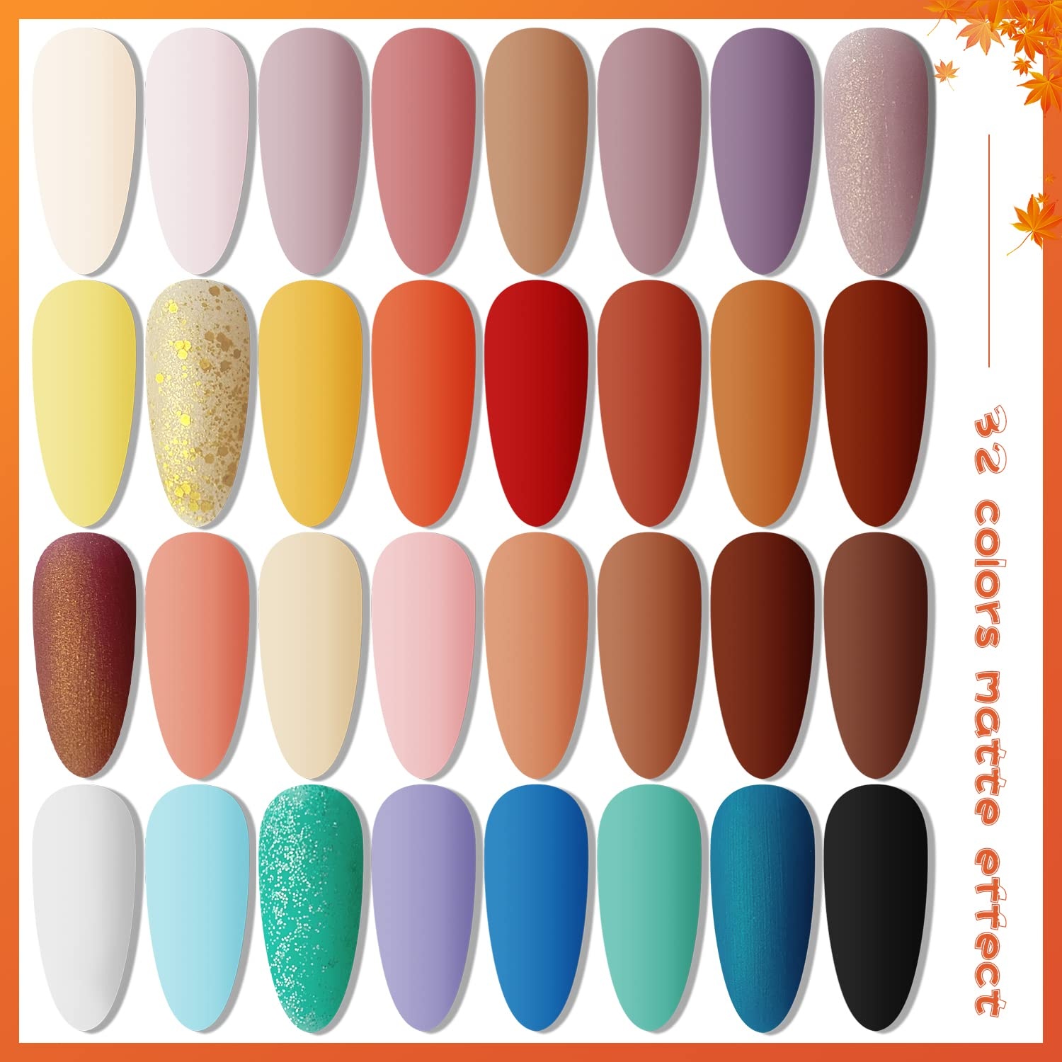 image:imageJODSONE 23 PCS Gel Nail Polish Set with Base Glossy and Matte Top Coat Multicolored Gel Nail Long Lasting Suitable for All Seasons32KITColor 8