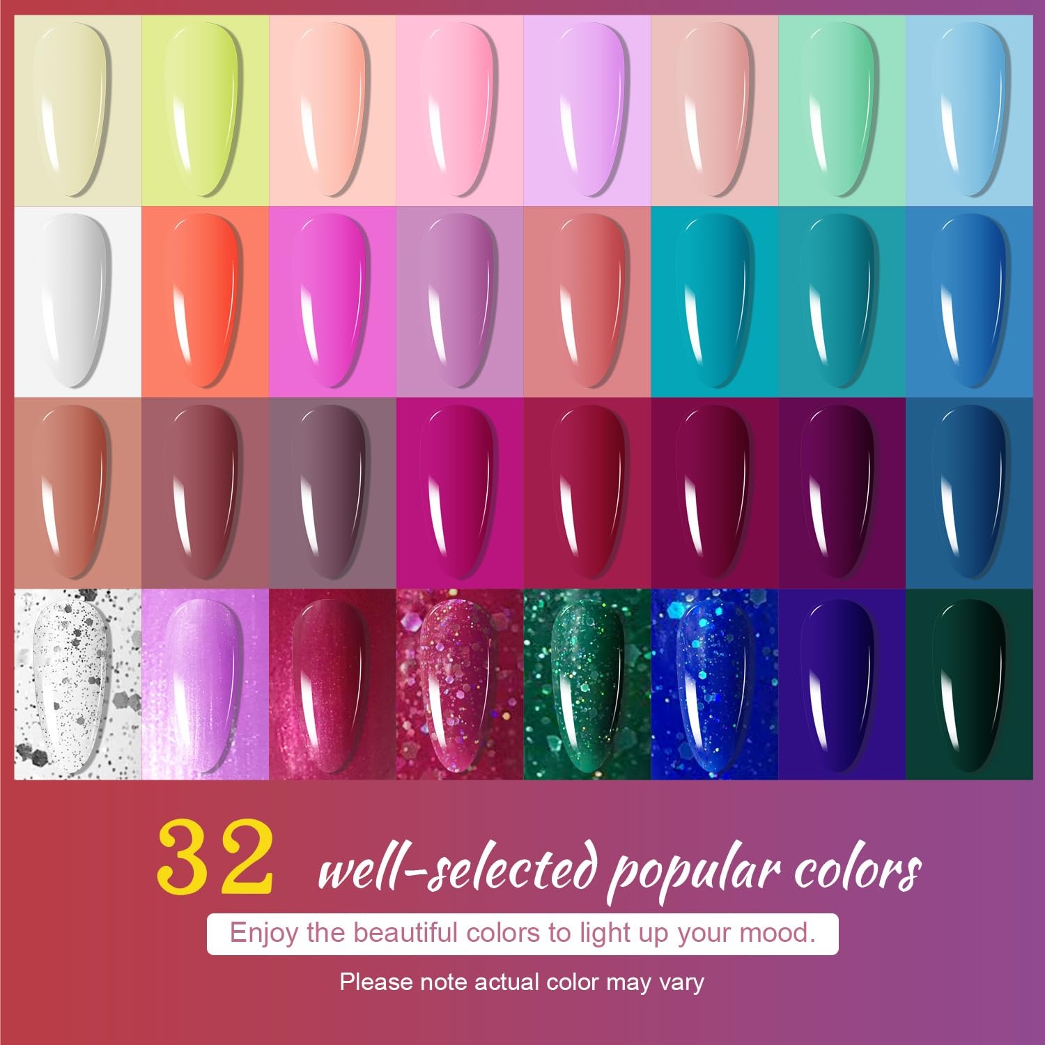 image:imageJODSONE 23 PCS Gel Nail Polish Set with Base Glossy and Matte Top Coat Multicolored Gel Nail Long Lasting Suitable for All Seasonsgel color 05
