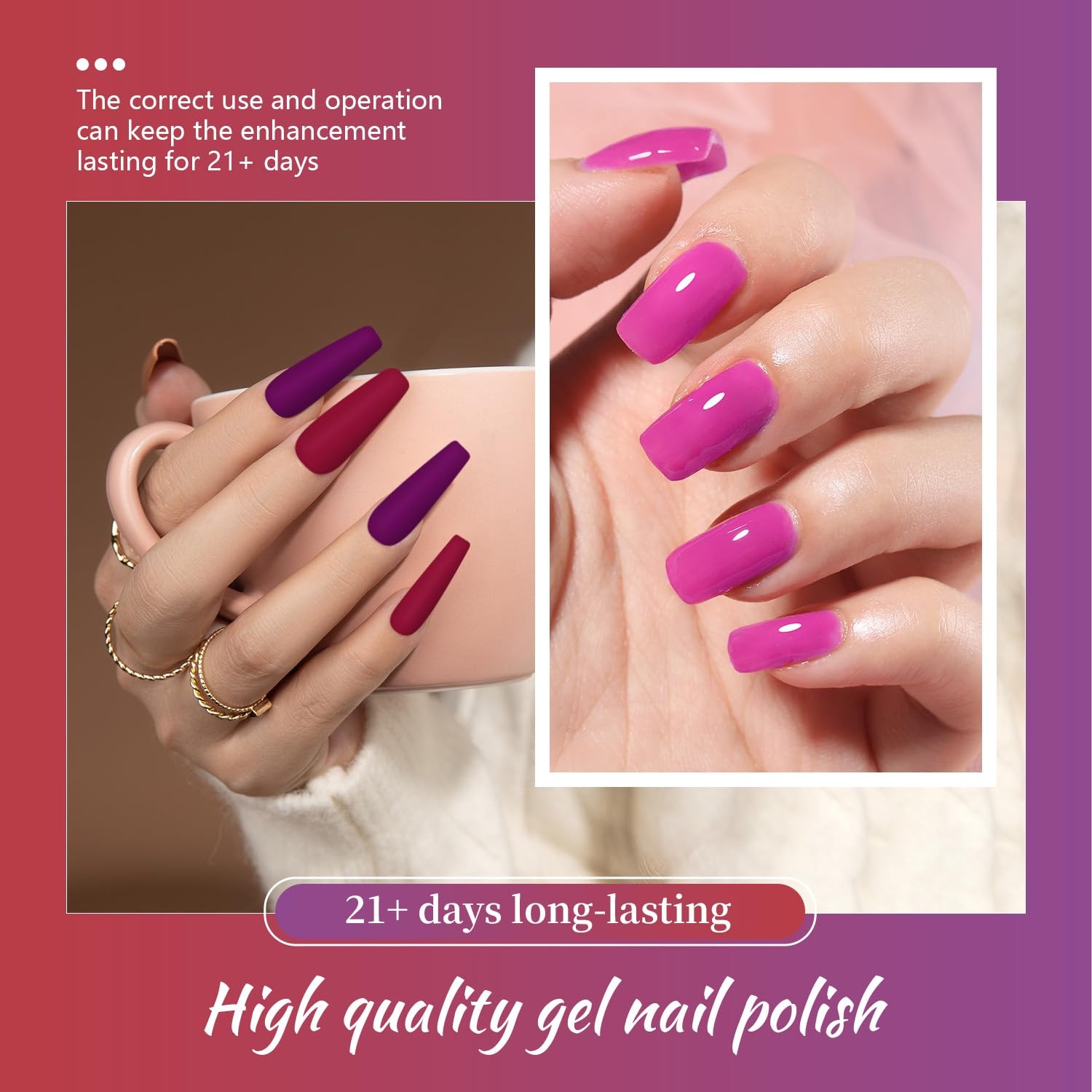 image:imageJODSONE 23 PCS Gel Nail Polish Set with Base Glossy and Matte Top Coat Multicolored Gel Nail Long Lasting Suitable for All Seasonsgel color 05