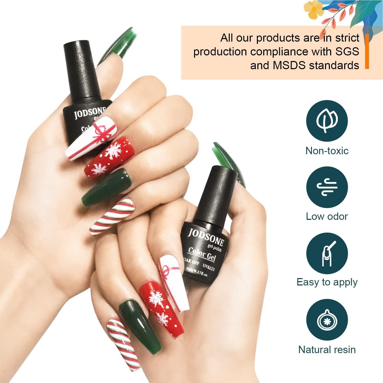 image:imageJODSONE 23 PCS Gel Nail Polish Set with Base Glossy and Matte Top Coat Multicolored Gel Nail Long Lasting Suitable for All Seasonswith glitter color series