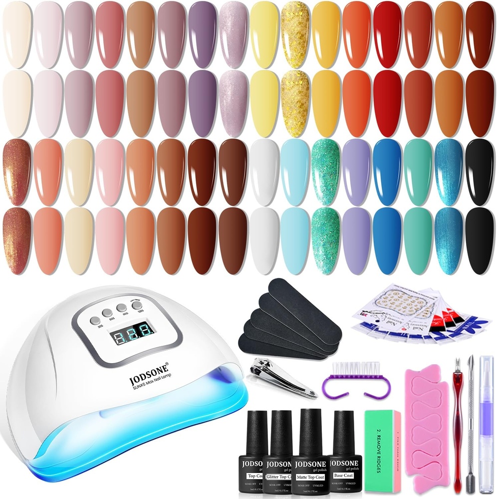 image:imageJODSONE 23 PCS Gel Nail Polish Set with Base Glossy and Matte Top Coat Multicolored Gel Nail Long Lasting Suitable for All Seasons32KITColor 8
