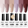 image:imageJODSONE 10ml Nude Pink Gel Nail Polish Set 6Colors Fast Drying amp Long Lasting Neutral Brown Red Purple Nail Polish and Top Coat Base Coat
