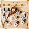 image:imageJODSONE 20 Glitter Color Gel Nail Polish Kit 3 Bottles of No Wipe Base Coat Glossy and Matte Top Coat Gel Polish Set High Shine Gorgeous10COLORBuilder GelBG