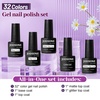 image:imageJODSONE 32 Colors Gel Nail Polish Kit with Base Coat Matte Glitter Top Coat Soak Off Manicure Tools Manicure Salon DIY at HomeB04