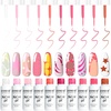 image:imageJODSONE 5ml Nail Art Gel Liner Set 10 Colors Gel Nail Polish Need U V Lamp Cured with Thin Brush Gift for Girls at Home Salon DesignPink Red Blue PurpleLFH01LFH10