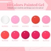 image:imageJODSONE 5ml Nail Art Gel Liner Set 10 Colors Gel Nail Polish Need U V Lamp Cured with Thin Brush Gift for Girls at Home Salon DesignPink Red Blue PurpleLFH01LFH10