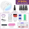 image:imageJODSONE 60 PCS Gel Nail Polish Kit with U V Light 4 Bottles of 15ML Nail Dehydrator Nail Primer Base Coat Top Coat Glossy Surface Quick Drying Durable