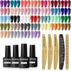 image:imageJODSONE 36 PCS Gel Nail Polish Set Base Coat Glossy Matte and Glitter Top Coat Collection Gifts for Women and 5PCS Nail Files