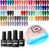 image:imageJODSONE 36 PCS Gel Nail Polish Set Base Coat Glossy Matte and Glitter Top Coat Collection Gifts for Women and U V LED Nail Lamp Pink