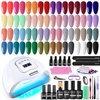image:imageJODSONE Gel Nail Polish Kit with U V Light 32 Colors Gel Polish Nail Kit 4 Bottles of 15ML Nail Dehydrator Nail Primer Base Coat Top Coat Glossy Surface Quick Drying Durable