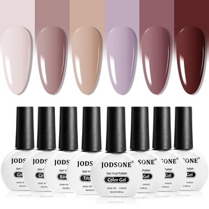 image:imageJODSONE 10ml Nude Pink Gel Nail Polish Set 6Colors Fast Drying amp Long Lasting Neutral Brown Red Purple Nail Polish and Top Coat Base Coat