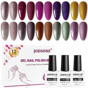 image:imageJODSONE 12 PCS Gel Nail Polish Set with Base Coat and Top Coat Limited Red Pink High Gloss Fashion Gifts for Women amp Girls10Color12