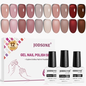 image:imageJODSONE 12 PCS Gel Nail Polish Set with Base Coat and Top Coat Limited Red Pink High Gloss Fashion Gifts for Women amp Girls10ColorJelly