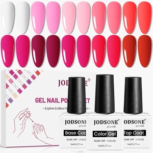 image:imageJODSONE 12 PCS Gel Nail Polish Set with Base Coat and Top Coat Limited Red Pink High Gloss Fashion Gifts for Women amp Girls10Colorpink