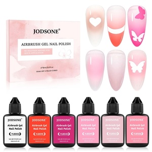 image:imageJODSONE 18ml 6 Colors Airbrush Gel Nail Polish Set with Pure White Nude Pink Deep Magenta No Dilution Fine Mist Nail for Gradient French Manicure DIY Design6ColorAirbrush4