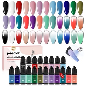 image:imageJODSONE 18ml 6 Colors Airbrush Gel Nail Polish Set with Pure White Nude Pink Deep Magenta No Dilution Fine Mist Nail for Gradient French Manicure DIY Design20ColorAirbrush1