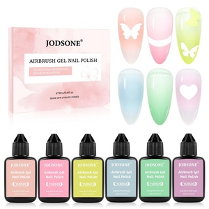 image:imageJODSONE 18ml 6 Colors Airbrush Gel Nail Polish Set with Pure White Nude Pink Deep Magenta No Dilution Fine Mist Nail for Gradient French Manicure DIY Design6ColorAirbrush5