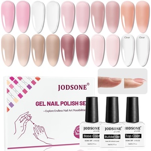 image:imageJODSONE 20 Glitter Color Gel Nail Polish Kit 3 Bottles of No Wipe Base Coat Glossy and Matte Top Coat Gel Polish Set High Shine Gorgeous10COLORBuilder GelGJ