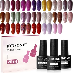 image:imageJODSONE 20 Glitter Color Gel Nail Polish Kit 3 Bottles of No Wipe Base Coat Glossy and Matte Top Coat Gel Polish Set High Shine Gorgeous20color set 12