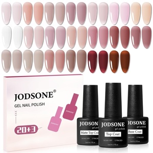 image:imageJODSONE 20 Glitter Color Gel Nail Polish Kit 3 Bottles of No Wipe Base Coat Glossy and Matte Top Coat Gel Polish Set High Shine Gorgeous20colorJellyset
