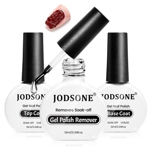 image:imageJODSONE 3Pcs 10ml Top and Base Coat Gel Nail Remover Set Gel Nail Remover for Quick and Easy at Home Removal U V Light Curing Required3Pcs 10MLTop Base Remover Set
