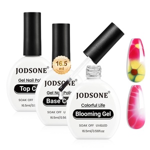 image:imageJODSONE 3Pcs 165ml Top Coat And Base Coat Set with Blooming Gel No Wipe Top Coat Base Blooming Gel for Spreading Effect Print Nail Painting Need U V Lamp Cured165ML Blooming Gel  BT