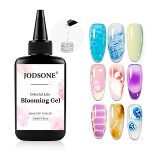 image:imageJODSONE 3Pcs 165ml Top Coat And Base Coat Set with Blooming Gel No Wipe Top Coat Base Blooming Gel for Spreading Effect Print Nail Painting Need U V Lamp Cured100ML Blooming Gel Refill