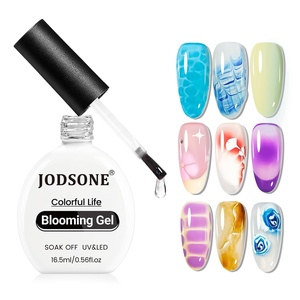 image:imageJODSONE 3Pcs 165ml Top Coat And Base Coat Set with Blooming Gel No Wipe Top Coat Base Blooming Gel for Spreading Effect Print Nail Painting Need U V Lamp Cured165ML Blooming Gel