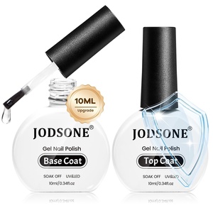 image:imageJODSONE 4 Bottle 10ML Nail Primer Base Coat Top Coat and Builder Gel Glossy Durable Long Lasting Gift for Girls at Home Salon DesignTop and Base coat