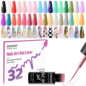 image:imageJODSONE 5ml Nail Art Gel Liner Set 10 Colors Gel Nail Polish Need U V Lamp Cured with Thin Brush Gift for Girls at Home Salon DesignPink Red Blue PurpleLB01LB32
