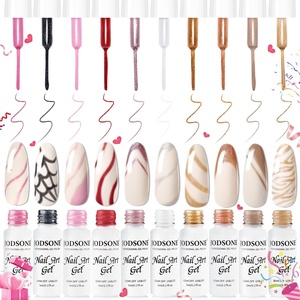 image:imageJODSONE 5ml Nail Art Gel Liner Set 10 Colors Gel Nail Polish Need U V Lamp Cured with Thin Brush Gift for Girls at Home Salon DesignPink Red Blue PurpleLB1001LB1010