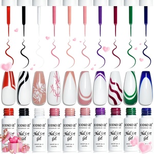 image:imageJODSONE 5ml Nail Art Gel Liner Set 10 Colors Gel Nail Polish Need U V Lamp Cured with Thin Brush Gift for Girls at Home Salon DesignPink Red Blue Purple10colors set