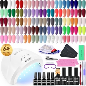 image:imageJODSONE 60 PCS Gel Nail Polish Kit with U V Light 4 Bottles of 15ML Nail Dehydrator Nail Primer Base Coat Top Coat Glossy Surface Quick Drying Durable