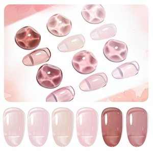 image:imageJODSONE 6PCS Jelly Gel Nail Polish Set 6Colors 10ml Long Lasting Neutral Nude Pink Pale Purple Jelly Gel Polish Art for Nail and Salon Need U V Lamp