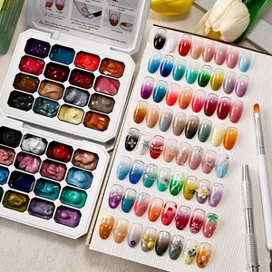 image:imageJODSONE Sponge Pat Painting Nail Gel Set 32 Colors with 100pcs Nail Sponges and 1 Grabber Pen Ombre Blush Nails Drawing DIY Nail Art U VLED Curing