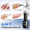 image:imageJODSONE 15ml Nail Glue Gel 4 in 1 for Nail Tips Long Lasting Extension Glue for Clear Nail Tips and Clear Press on Nails Nail Repair Treatment Salon Art DIY at Home Need U V Light Cured15ml Clear 5in1