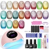 image:imageJODSONE 20 Colors Cat Eye Gel Nail Polish Kit with Base Coat Top Coat 3IN1 Magnet U V Soak Off Gel Polish for at Home DIY Nail Art20KITCE
