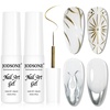 image:imageJODSONE 2pcs Metallic Nail Art Gel Liner Gold Mirror Chrome and Silvery 3D Effect Gel Nail Polish Thin Brush Metal Painted DIY at Home Salon Quality Gift for WomenGold  Sliver