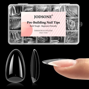 image:imageJODSONE 15ml Nail Glue Gel 4 in 1 for Nail Tips Long Lasting Extension Glue for Clear Nail Tips and Clear Press on Nails Nail Repair Treatment Salon Art DIY at Home Need U V Light CuredAlmond Nail Tips