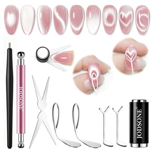 image:imageJODSONE 165ml Cat Eye Gel Nail Polish Silver Glitter Magnetic Reflective Translucent Need U V CuringA0  Pink Cat Eye Magnet Set