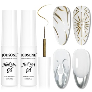 image:imageJODSONE 2pcs Metallic Nail Art Gel Liner Gold Mirror Chrome and Silvery 3D Effect Gel Nail Polish Thin Brush Metal Painted DIY at Home Salon Quality Gift for WomenGold  Sliver