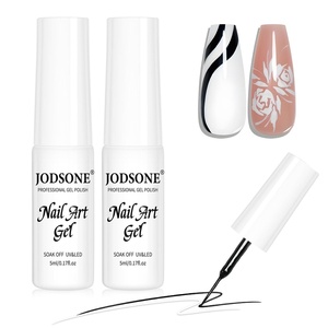 image:imageJODSONE 2pcs Metallic Nail Art Gel Liner Gold Mirror Chrome and Silvery 3D Effect Gel Nail Polish Thin Brush Metal Painted DIY at Home Salon Quality Gift for WomenWhite  Black