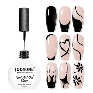 image:imageJODSONE Black Swirl Nail Art Liner Gel Polish10ml Classic Color 3D Nail Art Pens Effect Nail Print Design with Thin Brush for French Tips Manicure Painting DIY at Home  LB01