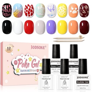 image:imageJODSONE Poke Gel Nail Polish Set 8 Colors with Professional Poke Base Coat Top Coat Wooden Nail Stick for Painting Gel Paint for Nails Art Design for Drawing Letters Patterns Wave Flower
