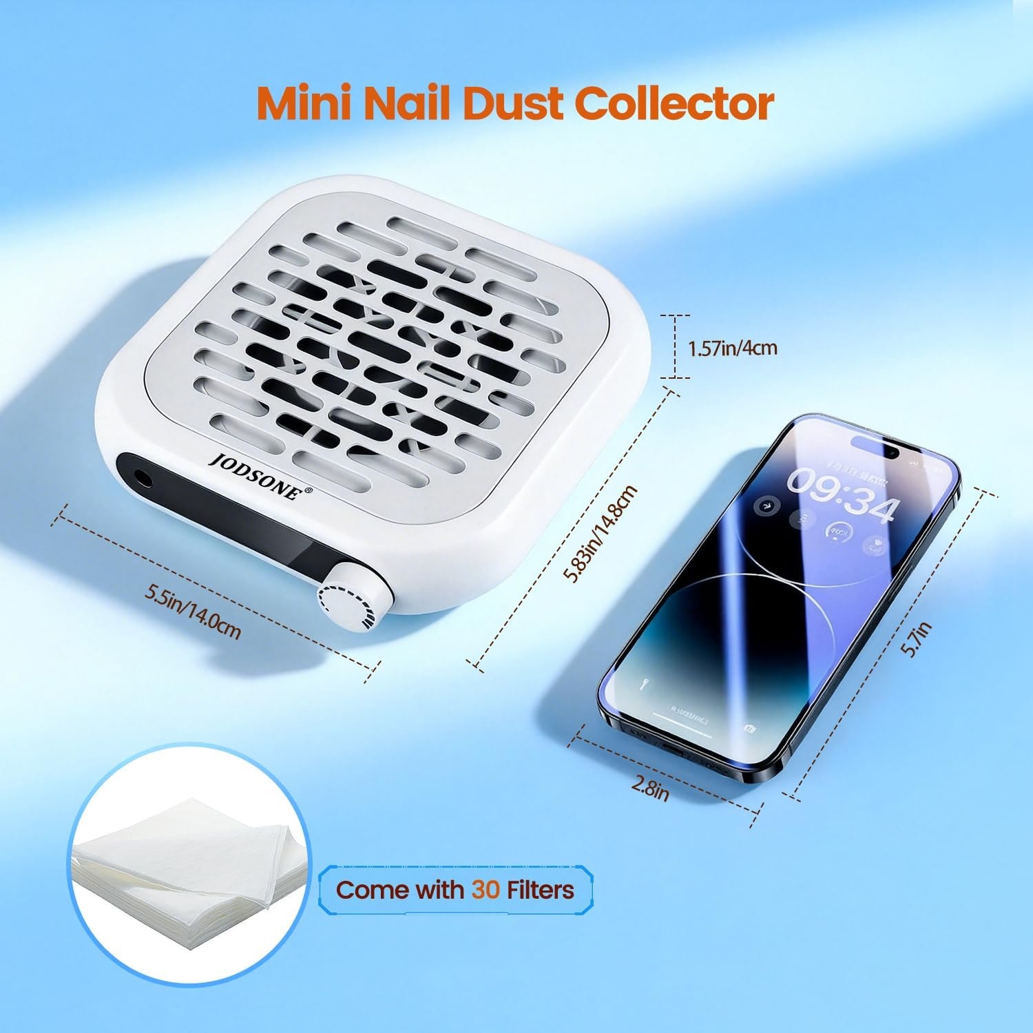 image:imageJODSONE 6000RPM Mini Nail Dust Collector PocketSized Low Noise Powerful Suction Portable Nail Salon with 30 Filters PurpleMiniwhite