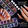 image:imageJODSONE Nail CharmsNail Rhinestones Kit with 6 Boxes of Rhinestones12 Nail Stickers in 2 Colors Multi Shape Pearls Jewels Crystals with Nails Art Toolsmulticolored