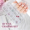 image:imageJODSONE Nail CharmsNail Rhinestones Kit with 6 Boxes of Rhinestones12 Nail Stickers in 2 Colors Multi Shape Pearls Jewels Crystals with Nails Art Toolswhite2