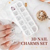 image:imageJODSONE Nail CharmsNail Rhinestones Kit with 6 Boxes of Rhinestones12 Nail Stickers in 2 Colors Multi Shape Pearls Jewels Crystals with Nails Art Toolswhite