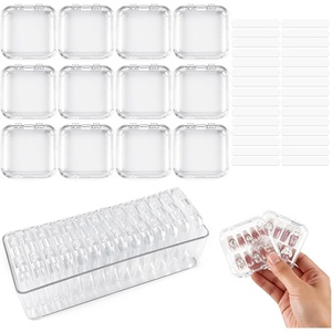 image:imageJODSONE 14Pcs Press on Nail Packaging Box with 30Pcs Adhesive Double Sided Tape Press on Nails Packaging Fake Nail Storage Case for Fake Nail Storage Nail Display Nail SalonClear