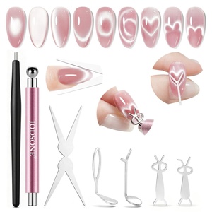 image:imageJODSONE 3in1 Cat Eye Magnet Nail Art ToolPink Gold Cylindrical amp Round Ball Nail Magnet Pens MultiEffect Magnets for Cat Eye Gel Polish DIY at Home SalonMagnet Only No Gel IncludedCT2